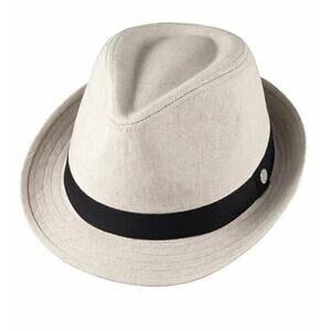 Kooringal Ladies Linen Blend Fedora Hat  Stone With Black Ribbon 57 cm